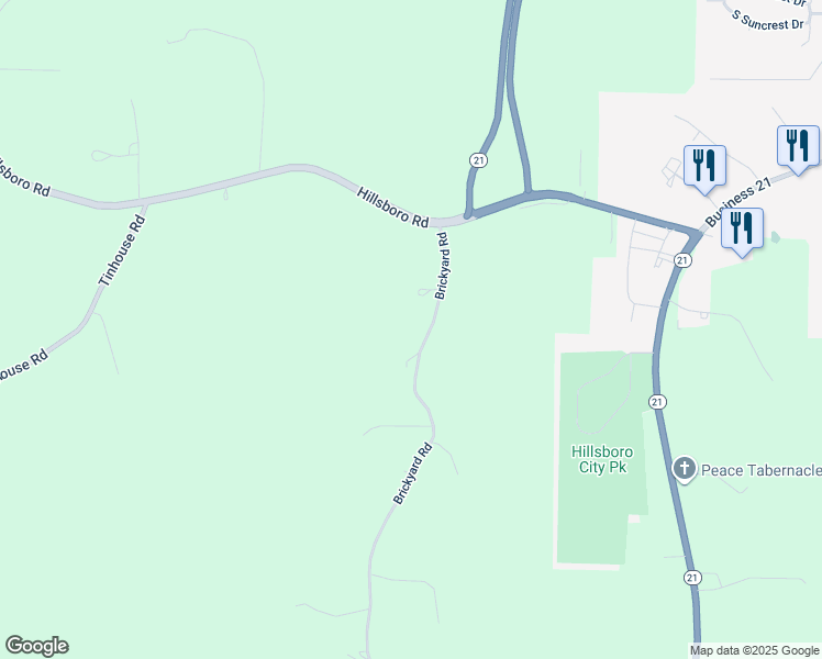 map of restaurants, bars, coffee shops, grocery stores, and more near 1001 Brickyard Road in Hillsboro
