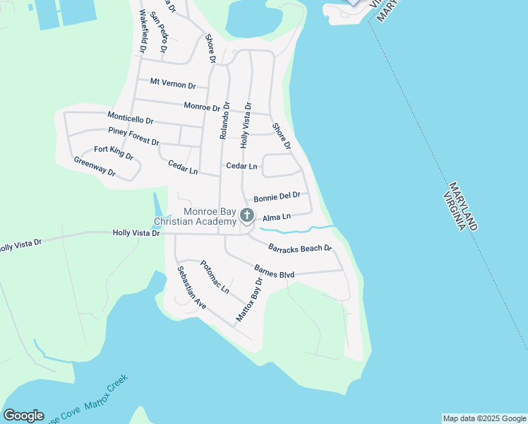 map of restaurants, bars, coffee shops, grocery stores, and more near 156 Alma Lane in Colonial Beach