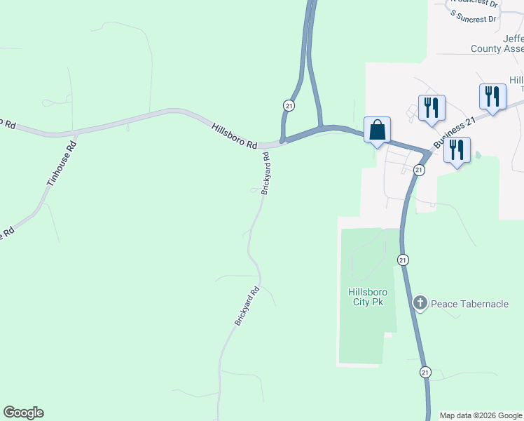 map of restaurants, bars, coffee shops, grocery stores, and more near 965 Brickyard Road in Hillsboro