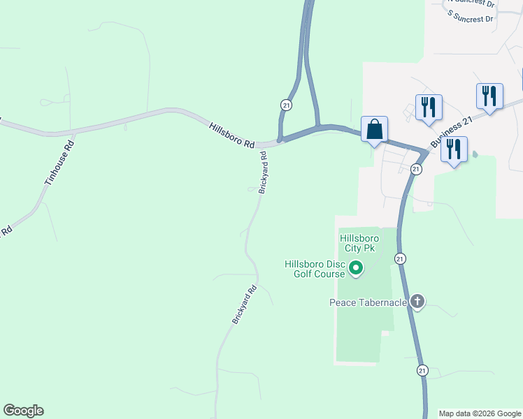 map of restaurants, bars, coffee shops, grocery stores, and more near 965 Brickyard Road in Hillsboro