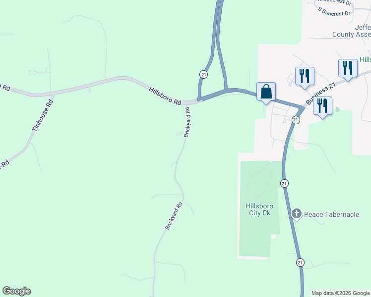 map of restaurants, bars, coffee shops, grocery stores, and more near 965 Brickyard Road in Hillsboro