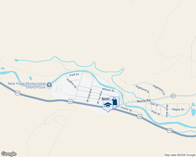 map of restaurants, bars, coffee shops, grocery stores, and more near 237-26399 Crabtree Road in Naturita
