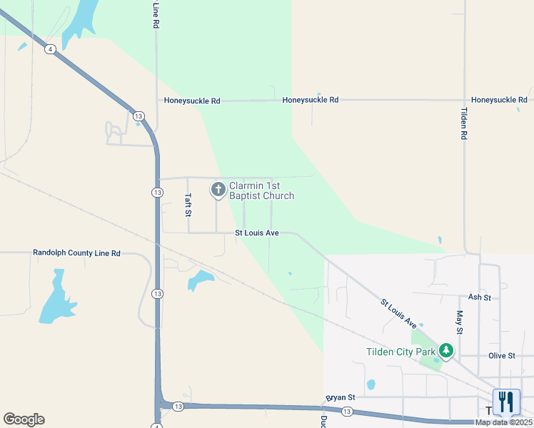 map of restaurants, bars, coffee shops, grocery stores, and more near 167 Edward Street in Marissa