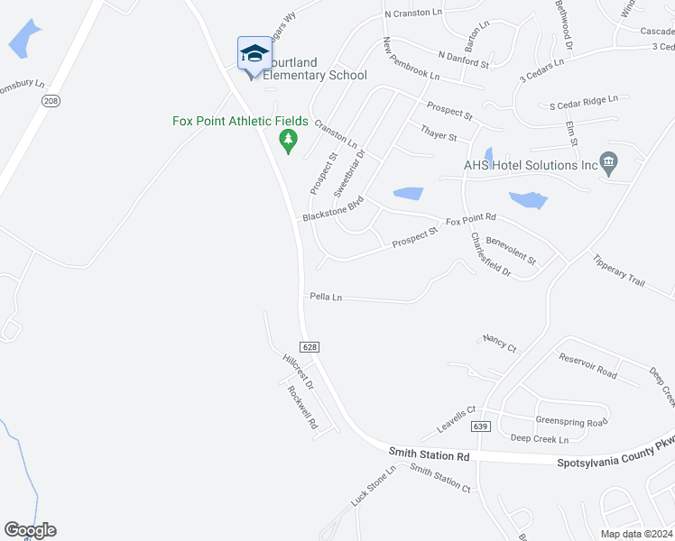map of restaurants, bars, coffee shops, grocery stores, and more near 6214 Prospect Street in Fredericksburg
