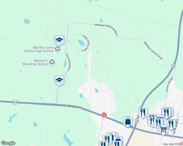 map of restaurants, bars, coffee shops, grocery stores, and more near 369 Ardmore Lane in Shelbyville