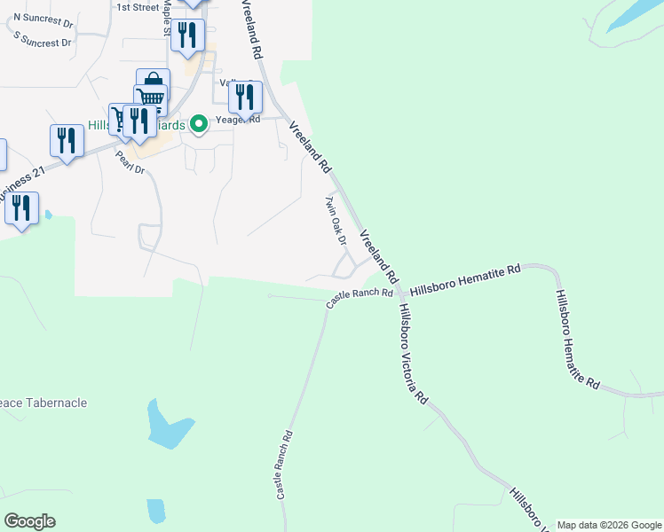 map of restaurants, bars, coffee shops, grocery stores, and more near 4647 Elm in Hillsboro