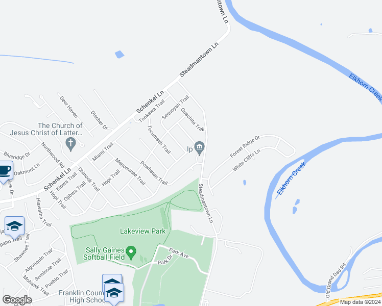 map of restaurants, bars, coffee shops, grocery stores, and more near 1322 Chinook Trail in Frankfort