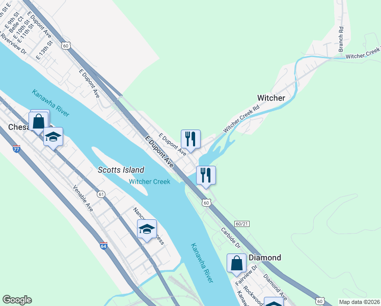 map of restaurants, bars, coffee shops, grocery stores, and more near 122 County Route 70 in Belle