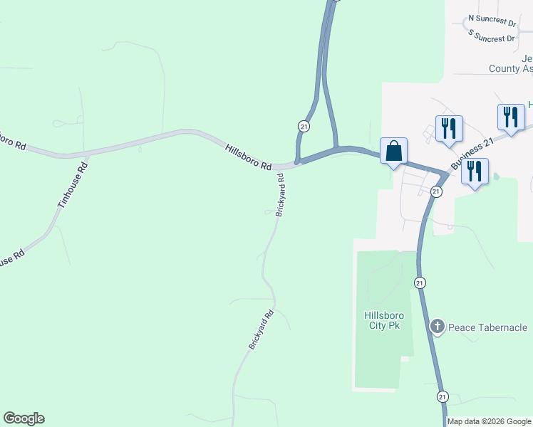 map of restaurants, bars, coffee shops, grocery stores, and more near 965 Brickyard Road in Hillsboro