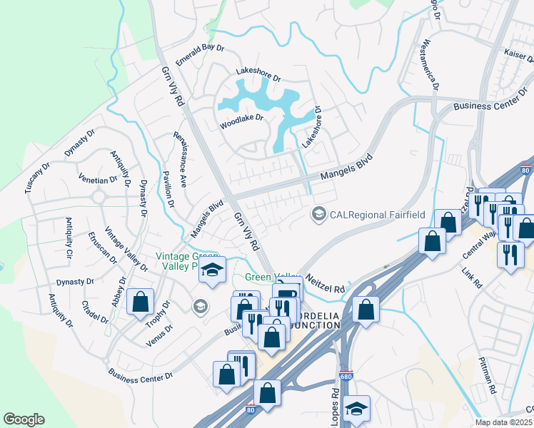 map of restaurants, bars, coffee shops, grocery stores, and more near 520 Verduzzo Court in Fairfield