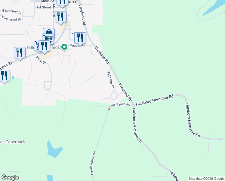 map of restaurants, bars, coffee shops, grocery stores, and more near 4647 Elm in Hillsboro