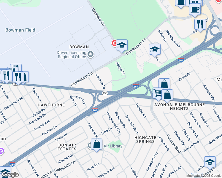 map of restaurants, bars, coffee shops, grocery stores, and more near 3507 Taylorsville Road in Louisville