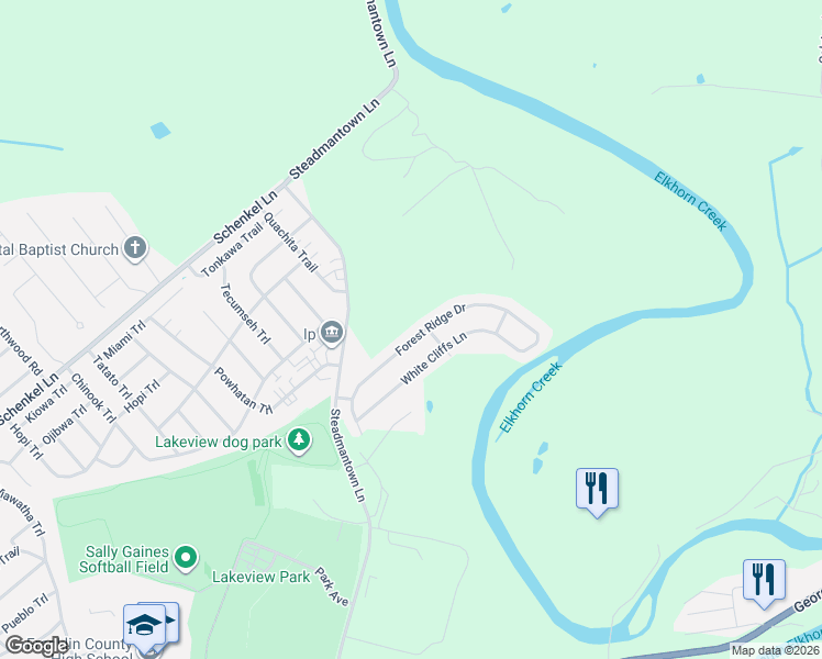 map of restaurants, bars, coffee shops, grocery stores, and more near 241 Forest Ridge Drive in Frankfort