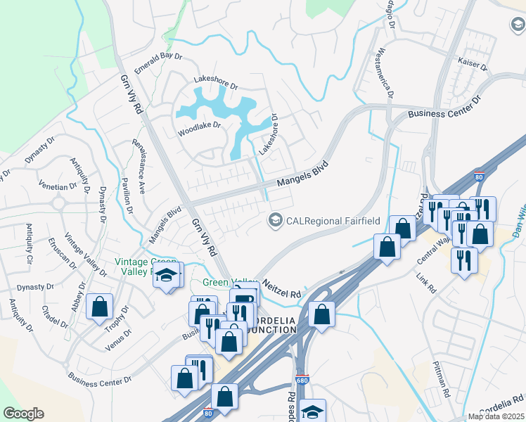 map of restaurants, bars, coffee shops, grocery stores, and more near 564 Chianti Court in Fairfield