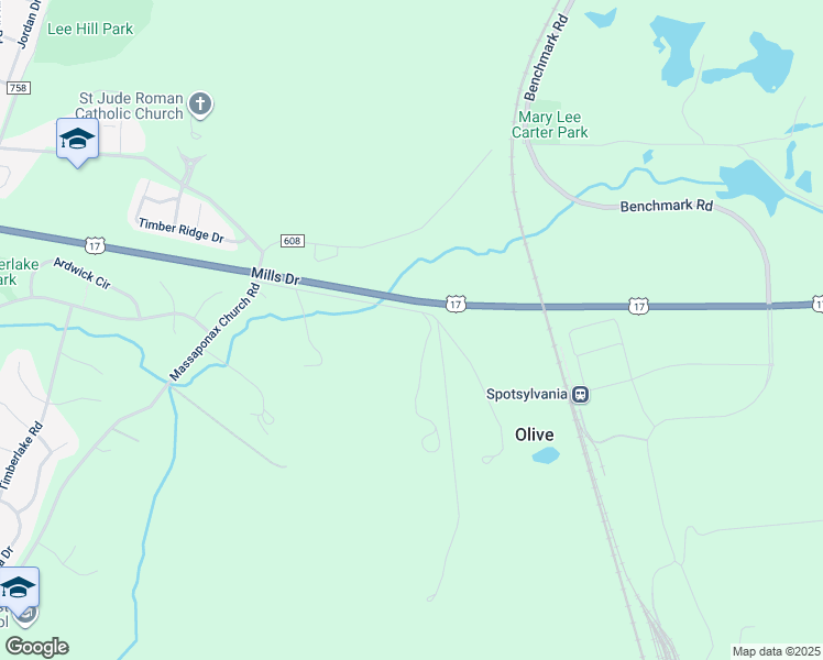 map of restaurants, bars, coffee shops, grocery stores, and more near 3308 Lavue Lane in Fredericksburg