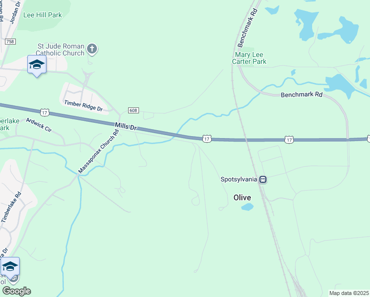 map of restaurants, bars, coffee shops, grocery stores, and more near 3308 Lavue Lane in Fredericksburg