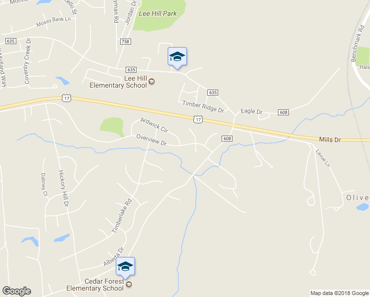 map of restaurants, bars, coffee shops, grocery stores, and more near 3412 Overview Drive in Fredericksburg