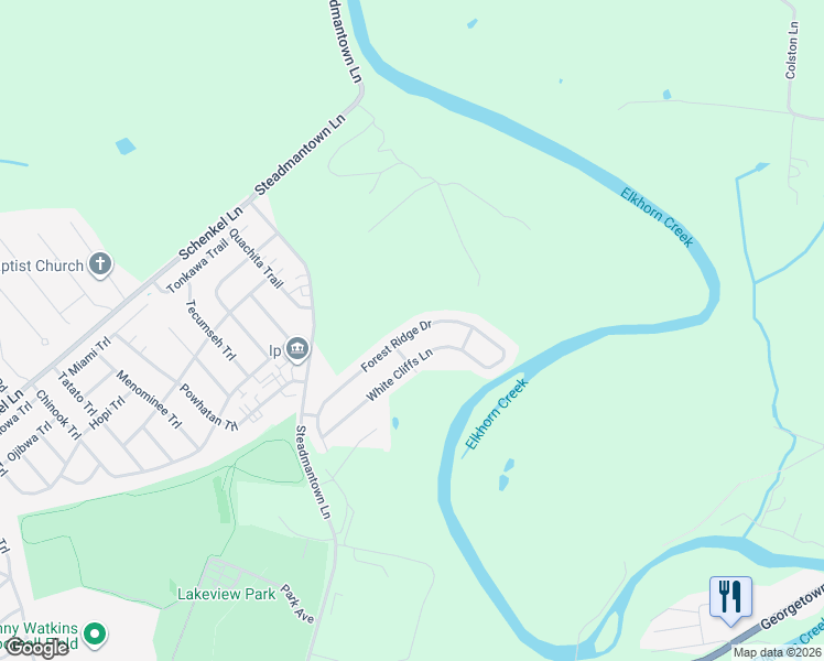 map of restaurants, bars, coffee shops, grocery stores, and more near 409 Forest Ridge Drive in Frankfort