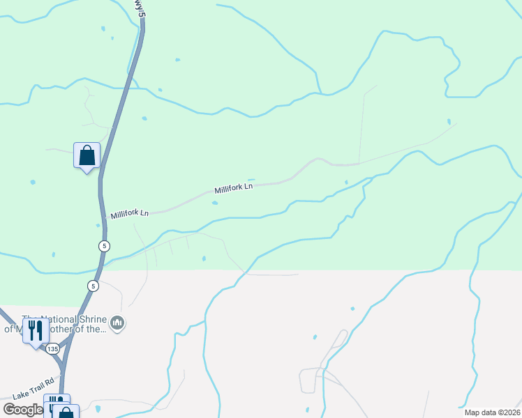 map of restaurants, bars, coffee shops, grocery stores, and more near 14047 Millifork Lane in Gravois Mills