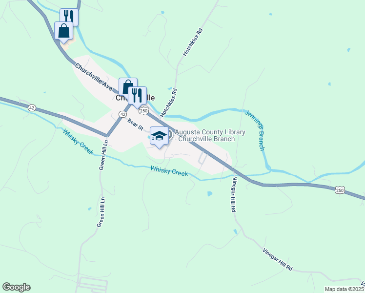 map of restaurants, bars, coffee shops, grocery stores, and more near 3688 Churchville Avenue in Churchville