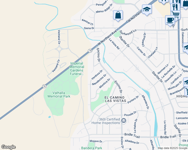 map of restaurants, bars, coffee shops, grocery stores, and more near 33 Pedragal Lane in Pueblo