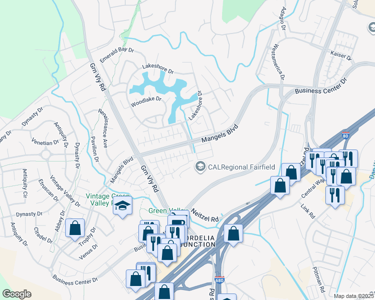map of restaurants, bars, coffee shops, grocery stores, and more near 564 Chianti Court in Fairfield