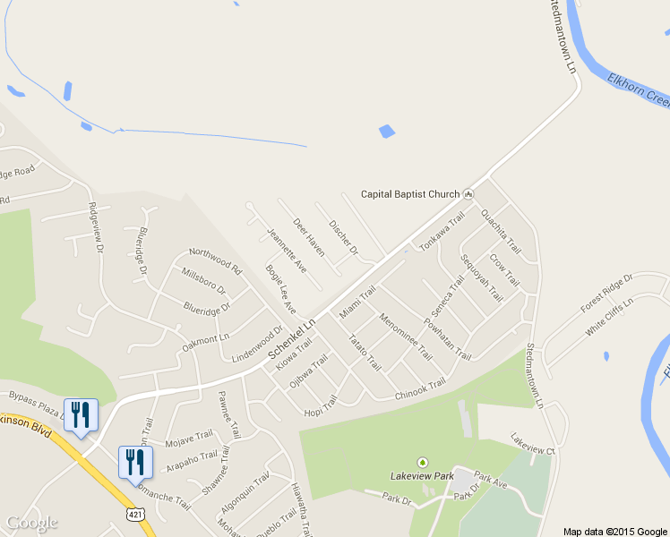 map of restaurants, bars, coffee shops, grocery stores, and more near 1102 Deer Haven in Frankfort