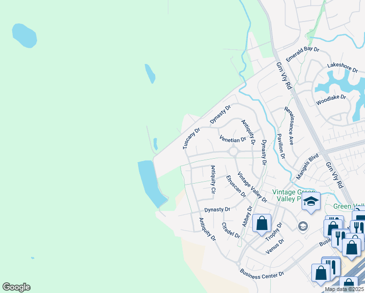 map of restaurants, bars, coffee shops, grocery stores, and more near 804 Tuscany Drive in Fairfield