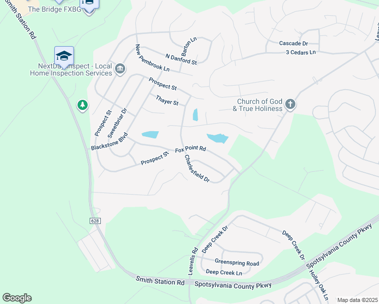 map of restaurants, bars, coffee shops, grocery stores, and more near 9606 Charlesfield Drive in Fredericksburg