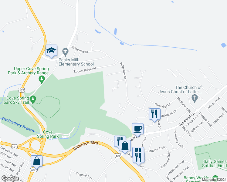 map of restaurants, bars, coffee shops, grocery stores, and more near 150 Blueridge Drive in Frankfort