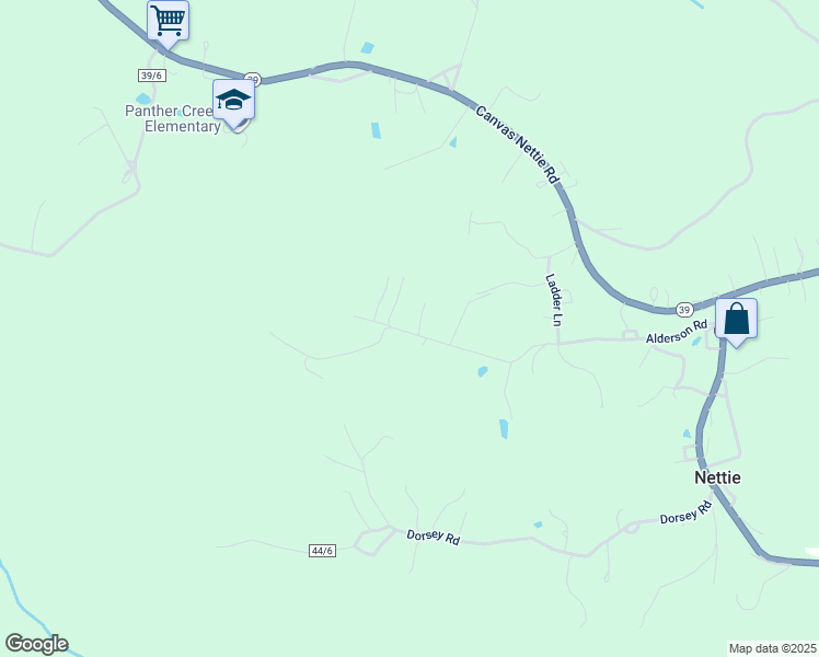 map of restaurants, bars, coffee shops, grocery stores, and more near Alderson in Nettie