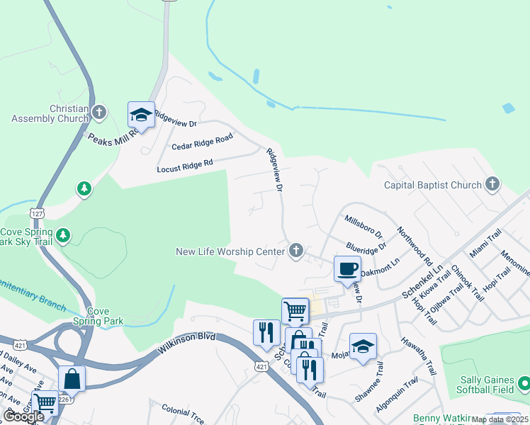 map of restaurants, bars, coffee shops, grocery stores, and more near 55 Ashwood Court in Frankfort