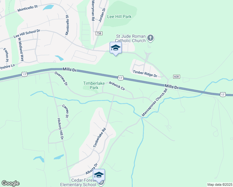 map of restaurants, bars, coffee shops, grocery stores, and more near 3521 Overview Drive in Fredericksburg