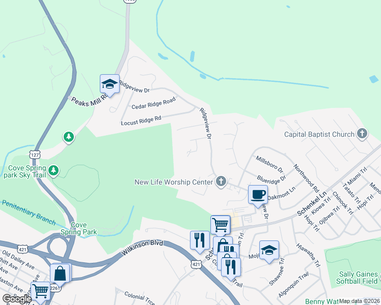 map of restaurants, bars, coffee shops, grocery stores, and more near 55 Ashwood Court in Frankfort