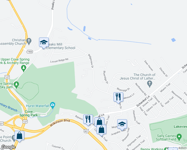 map of restaurants, bars, coffee shops, grocery stores, and more near 810 Ridgeview Drive in Frankfort