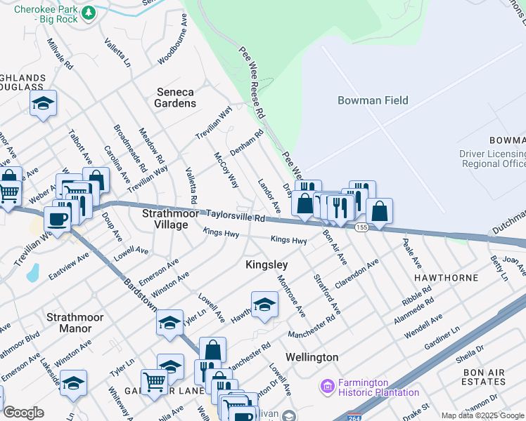 map of restaurants, bars, coffee shops, grocery stores, and more near 2604 Taylorsville Road in Louisville