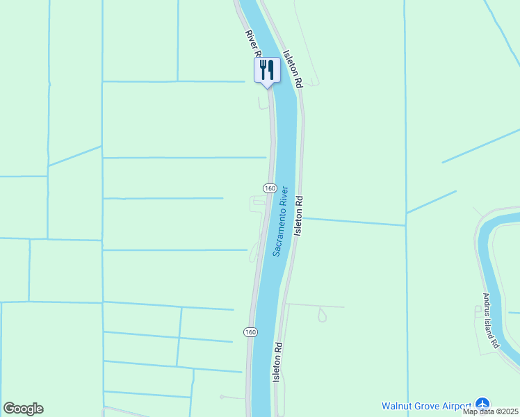 map of restaurants, bars, coffee shops, grocery stores, and more near 14370 California 160 in Walnut Grove