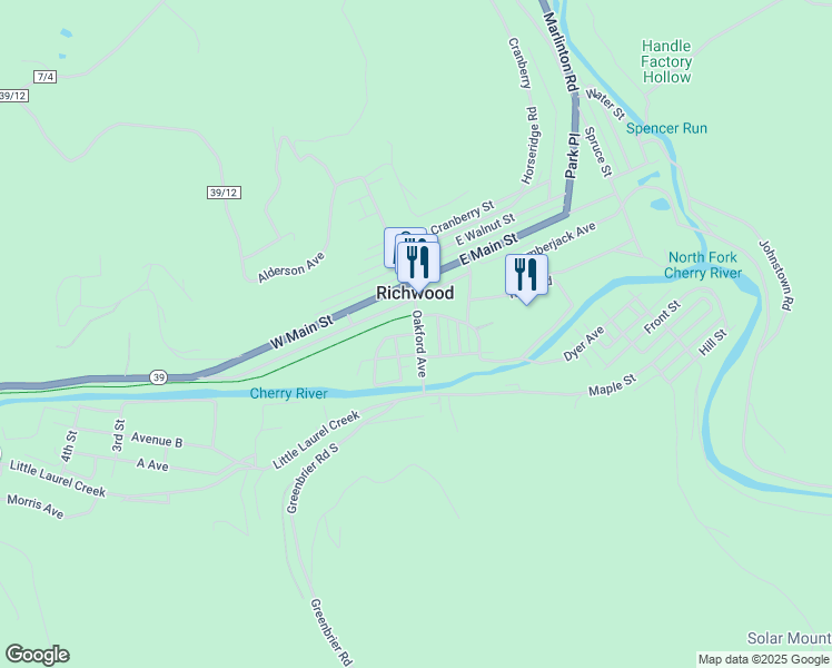 map of restaurants, bars, coffee shops, grocery stores, and more near 48-54 Bfg Street in Richwood