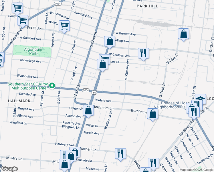 map of restaurants, bars, coffee shops, grocery stores, and more near 1826-1840 La Salle Place in Louisville