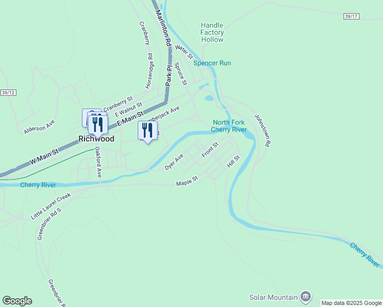 map of restaurants, bars, coffee shops, grocery stores, and more near 40 Crighton Street in Richwood
