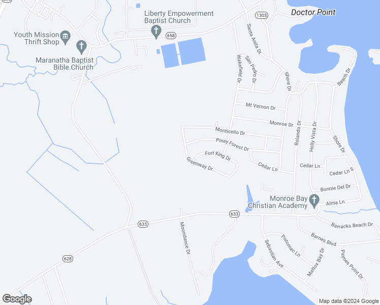 map of restaurants, bars, coffee shops, grocery stores, and more near 240 Greenway Drive in Colonial Beach
