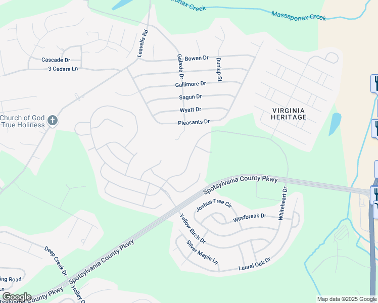 map of restaurants, bars, coffee shops, grocery stores, and more near 5417 Balls Bluff Road in Fredericksburg
