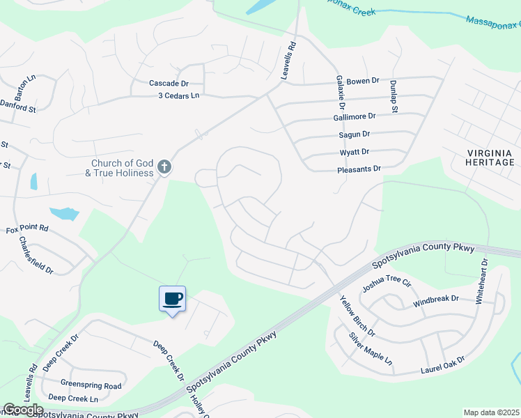 map of restaurants, bars, coffee shops, grocery stores, and more near 6006 Drewys Bluff Dr in Fredericksburg