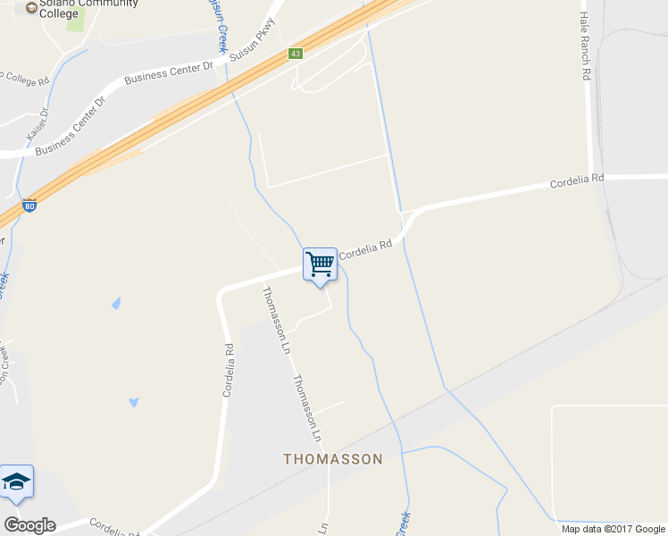 map of restaurants, bars, coffee shops, grocery stores, and more near 2496 Cordelia Road in Fairfield