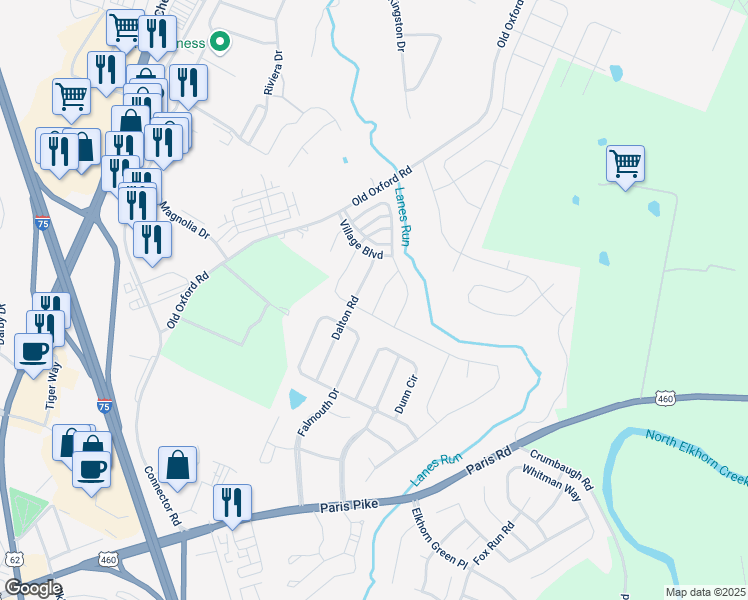 map of restaurants, bars, coffee shops, grocery stores, and more near 140 Dalton Road in Georgetown
