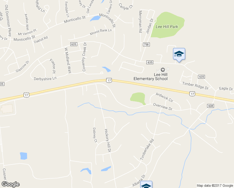 map of restaurants, bars, coffee shops, grocery stores, and more near 3811 Overview Drive in Fredericksburg