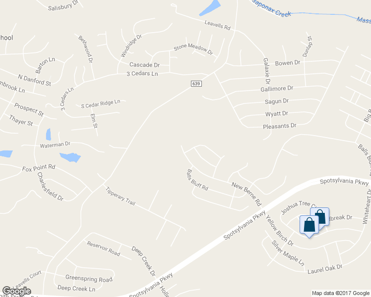 map of restaurants, bars, coffee shops, grocery stores, and more near 6033 Drewys Bluff Drive in Fredericksburg