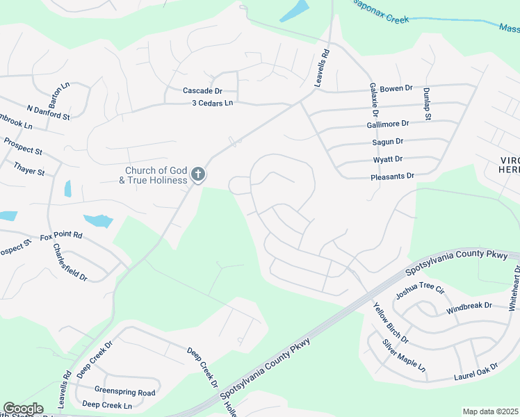 map of restaurants, bars, coffee shops, grocery stores, and more near 6033 Drewys Bluff Drive in Fredericksburg