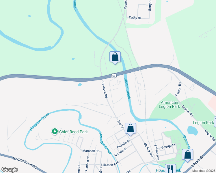 map of restaurants, bars, coffee shops, grocery stores, and more near 611 Old Peacock Road in Paris