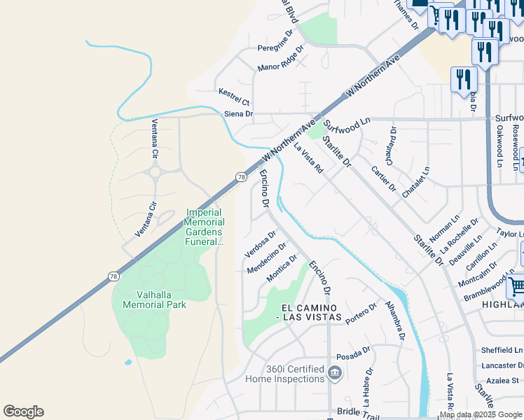 map of restaurants, bars, coffee shops, grocery stores, and more near 2-4 Milagro Ln in Pueblo